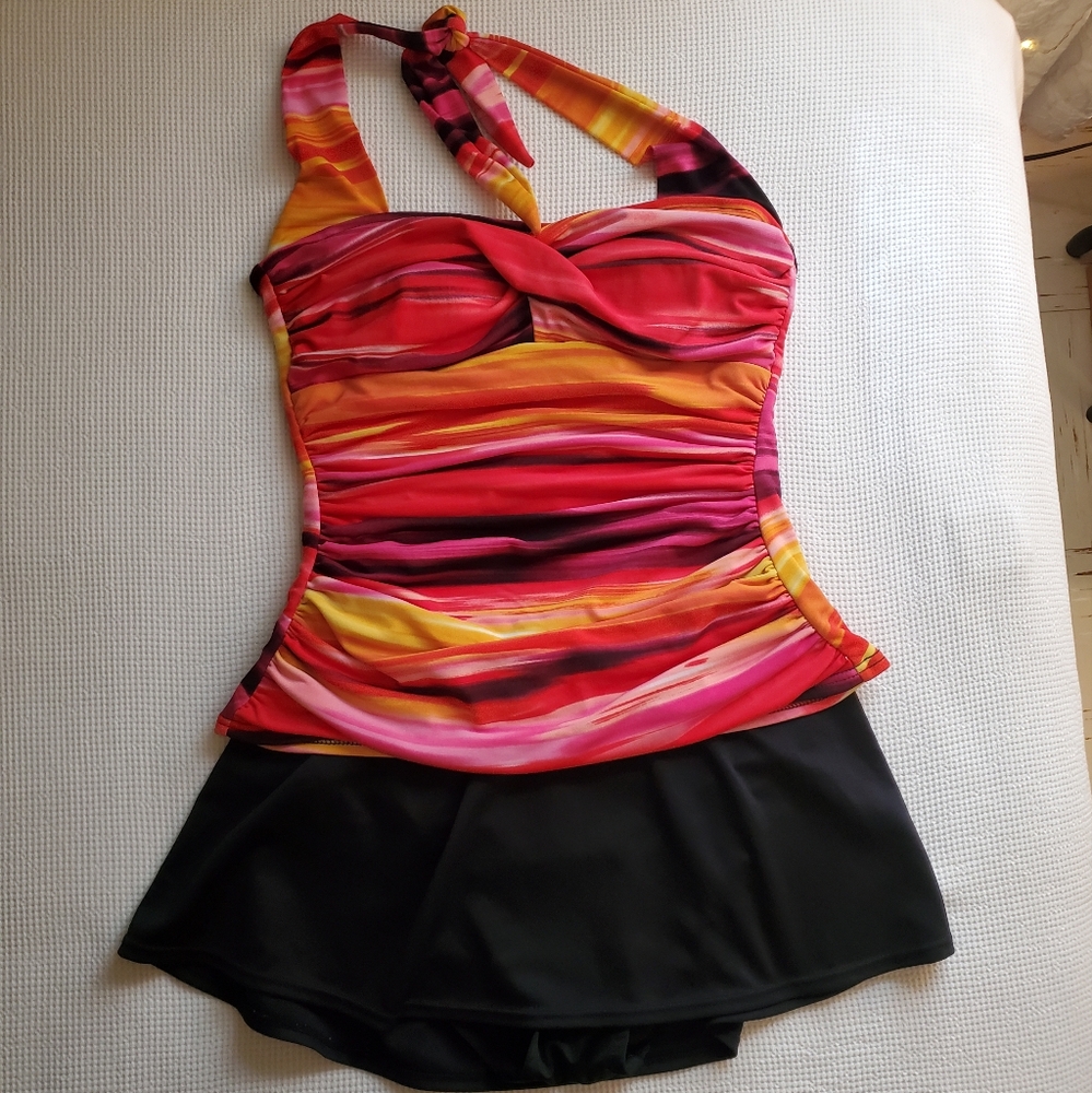 Two Piece Modest Swimsuit Skirt Skort and Top